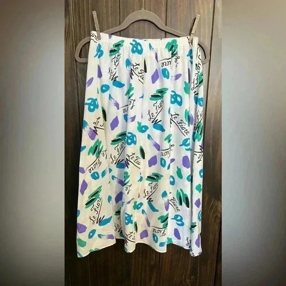 Vintage 80’s 90’ Le Fiore Full Skirt Purple Teal Abstract Design. Size:Large - Picture 2 of 10